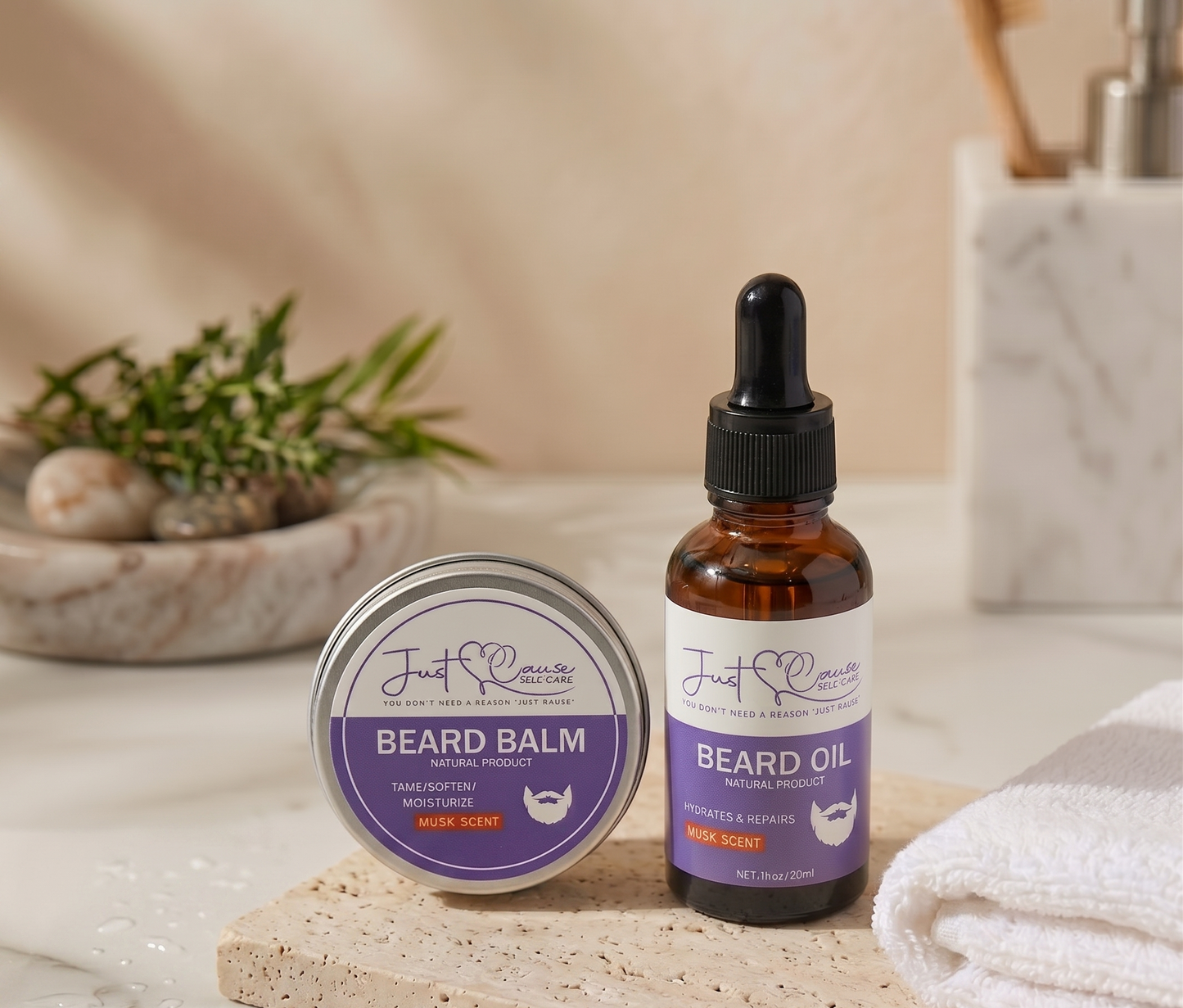 Just Cause Self-Care Beard Essentials Set | Beard Oil & Beard Balm