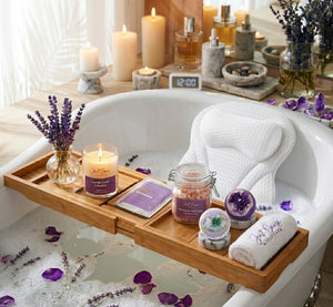 Just Cause Self-Care Luxury Bath Relaxation Bundle |Bath Caddy & Bath Pillow Set