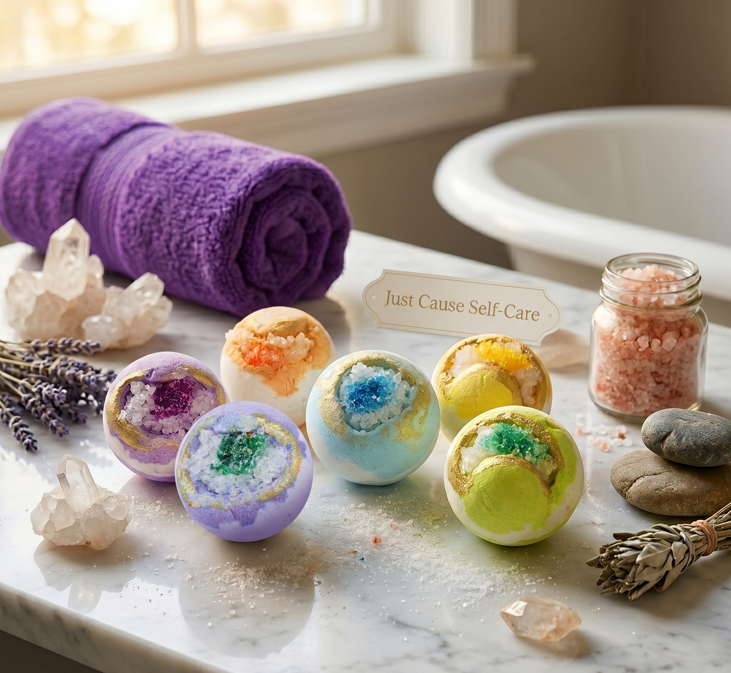 Mineral  Bath Salt Crystal Bath Bombs | Just Cause Self-Care