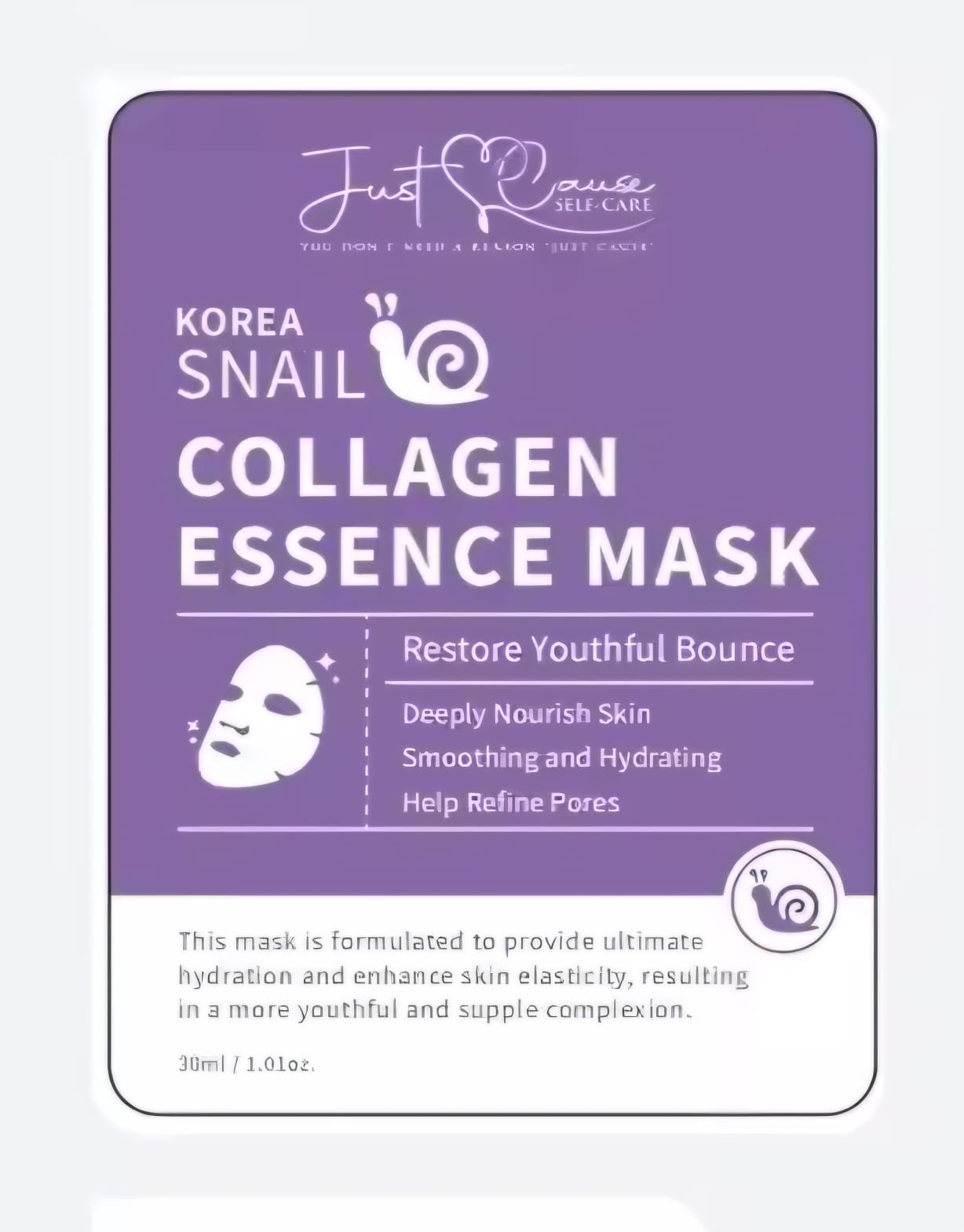 Just Cause Self Care Korea Snail Collagen Face Mask