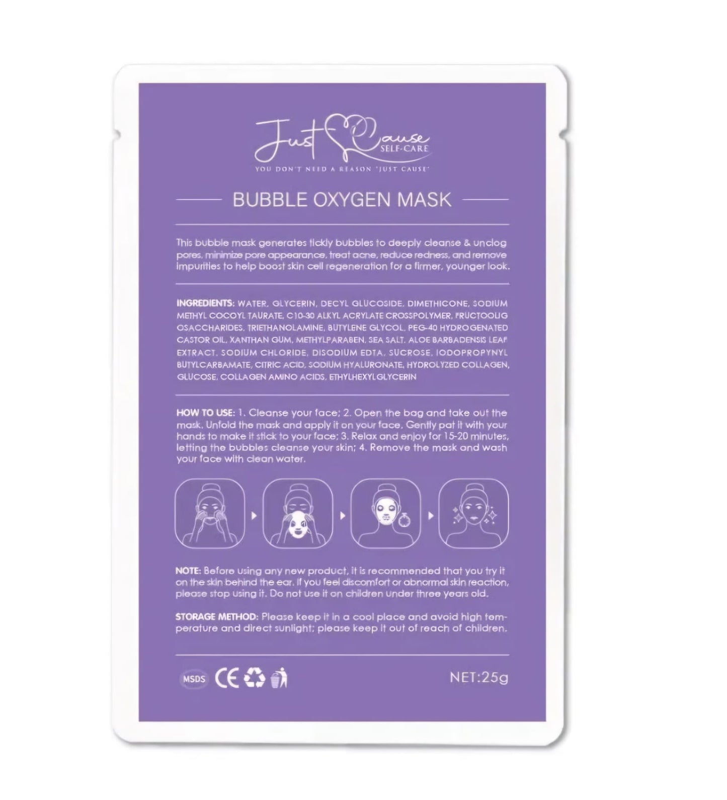 Just Cause Self Care Bubble Oxygen Mask | Hydrating Brightening Face Mask