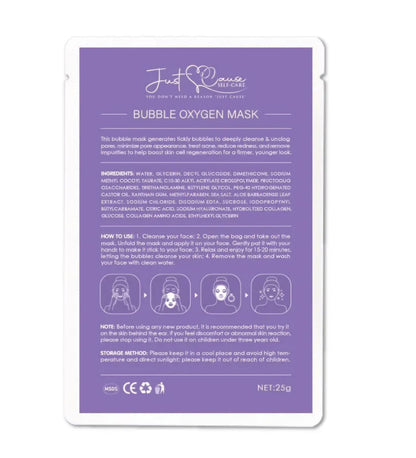 Just Cause Self Care Bubble Oxygen Mask | Hydrating Brightening Face Mask
