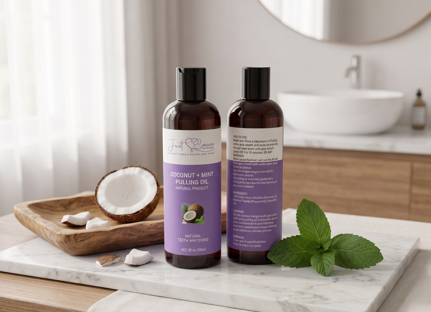 Coconut Mint Pulling Oil for Fresh Breathe & Healthy Gums | Just Cause Self-Care